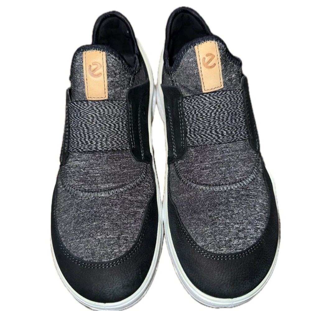 👟🧠 ECCO BIOM Slip-On Walking Sneakers Black Gray | Yak Leather | US 8.5 / EU 39